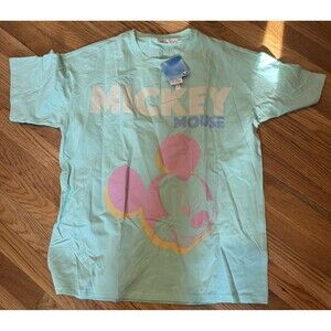 Nwt Disney Mickey Mouse Light Green S/S Crewneck T-Shirt Pat Pat Large